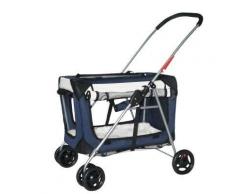 YAXIAO Kinderwagen/Allzweckwagen for Hunde und Katzen / 4 Räder, leicht zu tragen, der Tragkorb, blau Haustierautositz