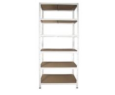 Steckregal 200x80x30 cm weiß 6 Böden Kellerregal Lagerregal Metallregal Schwerlastregal Garagenregal Regalsystem Metall Fachbodenregal Werkstattregal Haushaltsregal Ordnerregal schmal Nischenregal