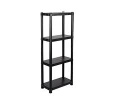 Kreher HaushaltsregalRaffaelo aus Kunststoff in Schwarz. Mit vier Böden, belastbar bis zu max. 20 kg pro Boden. Werkzeuglose Montage, stabil. Abwaschbar. Maße BxTxH 60 x 30 x 143 cm