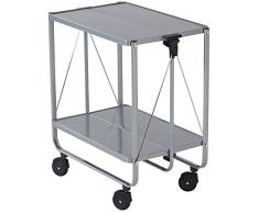 Leifheit Side-Car, im platzsparenden Design, schnell auf- und abbaubarer Küchenwagen mit Rollen, klappbarer Servierwagen mit 2 Ebenen, silber
