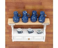 Odoria 1/12 Miniatur Küchen Hängeschrank Wandschrank mit Flaschen Tassen 3 Schubladen und Handtuchhaken Für Puppenhaus Möbel Zubehör