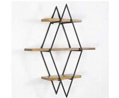 Dongbin Vintage Wandregal Aus Holz Und Metall Schwarz Mit Böden Holzregal Natur Stil Gewürzboard Regal Etagen Küchenregal Oder Gewürzständer Floating Shelves Schwimmende Regale,Schwarz