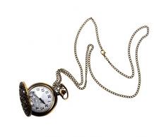 SODIAL(R) Taschenuhr Steampunk Retro Antik Bronze Quartz Uhr Kette Mit Anhaenger