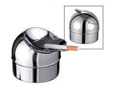marion10020 Klapp-Aschenbecher Klappaschenbecher Ascher Klappascher Windaschenbecher, aus verchromtem Metall, silberfarben, mit praktischem Deckel