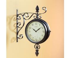 pajoma Wanduhr im antiken Design, beidseitiges Ziffernblatt, Antike Wanduhr, L 43 x B 31 x H 9 cm