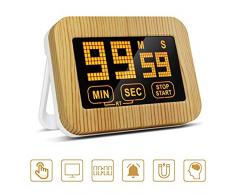 ZealBoom Touchscreen Küchenuhr Timer Digitaler, Küchentimer Magnetisch Elektronische Eieruhr Stoppuhr mit LCD Display und Stand, Lauter Wecker für Kochen/Studie/Sport Übung