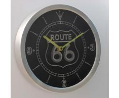 nc0315-b Route 66 Bar Beer Neon Sign LED Wall Clock Uhr Leuchtuhr/ Leuchtende Wanduhr