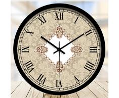 FGDJTYYJ Wanduhr American Barock Muster Metall Wand Wanduhr Ruhe Retro Wanduhr Mode einfach Wohnzimmer Küche Restaurant Schlafzimmer Wanduhr, 30cm