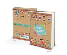 FREUNDEBUCH für Kinder Bunt blau rot türkis Kraftpaier Poesie-Album Freunde Schulfreunde Buch Mädchen Jungen Freundschaftsbuch DIN A5 Kindergarten zum Einschreiben als Geschenk