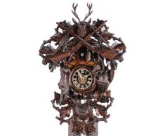 von Eble Uhren-Park Kuckucksuhr Original Schwarzwälder Kuckuckuhr Echtholz mechanisches 8-Tage Laufwerk NEU VDs Zertifikat Hönes -Jagdstück 44cm- 8261/3NU