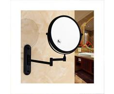 Schminkspiegel Badezimmerspiegel Wandhalterung Schwarz 8-Zoll-beidseitig drehbarer Wandspiegel zur Wandmontage, ausziehbarer Klapp-Badrasierkosmetik - 3-Fach / 1-Fach Vergrößerungsspiegel