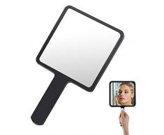 cococity Handspiegel, Schminkspiegel mit Griff Schwarze Kosmetikspiegel Portable Frisierspiegel Wandspiegel für Make-up, Haare schneiden, Rasieren (9x16cm)