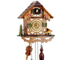 Schwarzwälder Kuckucksuhr aus Echtholz mit batteriebetriebenem Quartzwerk mit Kuckuckruf und Musikspielwerk - von Uhren-Park Eble - Eble -Fachwerkhaus 24cm-