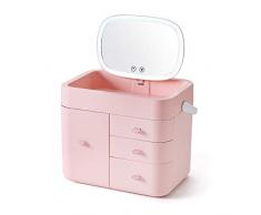 Hzsn Kosmetik Organizer Drehbar Kosmetikspiegel Led Mit Licht Für Mädchen Frau Schminktisch Badezimmer