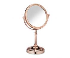 Relaxdays Kosmetikspiegel, doppelseitig, Vergrößerungsfunktion, 360° drehbar, Bad & Schminktisch, HBT 32x20x12 cm, rosé