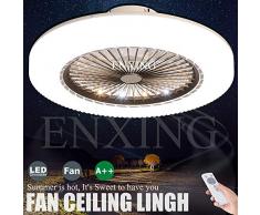 LED Fan Deckenleuchte Deckenventilator Fan Deckenlampe Mit Beleuchtung Fernbedienung Leise Dimmbar Ventilator Kreative Moderne Unsichtbare Deckenventilatoren Für Kinderzimmer Schlafzimmer (Clear)