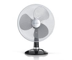 Brandson - Tischventilator 40cm - Tisch Ventilator mit 3-Leistungsstufen - Schreibtischventilator oszillierend - klein und leise - 50W - Neigungswinkel ca. 30Grad - Oszillation ca. 85Grad - Silber