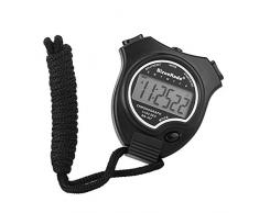 Stoppuhr,BizoeRade Einfache Stoppuhr Großer Bildschirm Handheld Digital Stoppuhr für Sports Training , Schwarz,6 Sprachen Broschüre