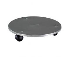 WAGNER Pflanzenroller Steel Ø 30 x 5 cm I Pflanzenroller für den Innenbereich, Silber I Kübelroller aus massivem Industrie-Stahl, verzinkt I Tragkraft 60 kg I Made in Germany - 20006601