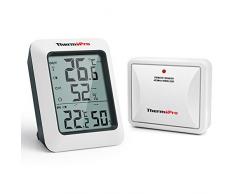 ThermoPro TP60S Funk Thermo-Hygrometer Thermometer Hygrometer Klima-Monitor Funkwetterstation mit Funk-Außensensor, Reichweite bis zu 60m