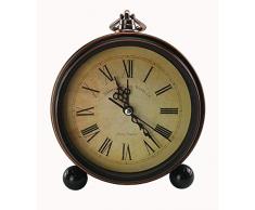 GMMH Tischuhr Nostalgie Antik Vintage Retro Metall Standuhr Dekowecker Uhr Wecker Design (antik braun 27-1)