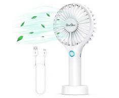 QacQoc USB Handventilator Elektrischer Tischventilator Tragbarer Minin Kleiner Ventilator Lüfter mit aufladbarer Batteriebetrieben in weiß
