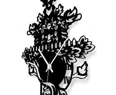 Wandkings Wanduhr Kuckucksuhr klassisch aus Acrylglas, in 11 Farben erhältlich (Farbe: Uhr = Schwarz matt; Zeiger = Weiß)