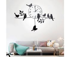 Juli Wanduhr Wanduhr des ländlichen Pendelwanduhr-Hauptwohnzimmertaktgebermodernen unbedeutenden Wohnzimmerdämmerungs-Wanduhrdekors mit reizenden Vögeln