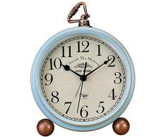 Attoe Kleine Uhr,Tisch Uhr, Vintage Nicht Tisch Schreibtisch Wecker batteriebetrieben mit Quarzwerk HD Glas für Schlafzimmer/Wohnzimmer/Kinder (Blau)