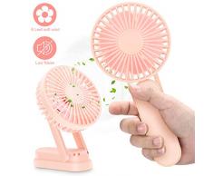 Magicfun Handventilator, Tragbarer Mini Lüfter Faltbar, Leise Elektrischer USB Ventilator, 3 Modus 3000mAh Aufladbarer Batterie Kompatibel mit Laptop, für Zuhause Büro Reisen und Freien (Rosa)