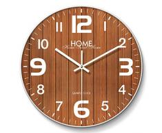 HTL Praktische Wandpendeluhr Küchen Wohnzimmer Dekorative Wanduhr, Stummnicht Ticking Metall Painted Border Uhr, Environmentally Friendly Backboard 40Cm (16In) Wanduhr,C