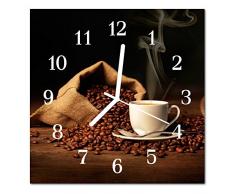 DekoGlas Glasuhr Kaffeebohnen braun Uhr aus Acrylglas, eckig große Motiv Wanduhr 30x30 cm, lautlos für Wohnzimmer & Küche