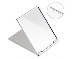 Kentop Zusammenklappbar Kosmetikspiegel Reise Spiegel Tragbarer Taschenspiegel Klappbar Spiegel Silber