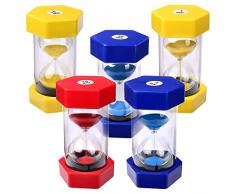 Schramm® 5 Stück XXL Sanduhren in rot, blau oder gelb ca. 15,5 x 7,8 cm Sanduhr Sandclock Eieruhr Sand Uhr Zeituhr Kurzzeituhr Sanduhr