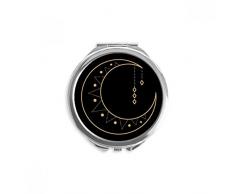 DIYthinker Mond-Stern-Symbol-Totem-Form-Spiegel Runder bewegliche Handtasche Make-up 2.6 Zoll x 2.4 Zoll x 0.3 Zoll Mehrfarbig