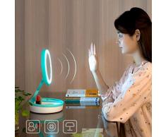 MU Haushalt Make-up Spiegel Led Kann Nur Lade Tischlampe Klapp Prinzessin Spiegel Multifunktionsspeicher Dressing Spiegel Füllen Licht Kosmetikspiegel mit 3-facher Lupe,Blau