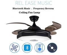 QSBY Unsichtbare Deckenventilator Lampe Bluetooth Ton Stealth Chandelier Frequency Conversion Dimming-Ventilator-Licht Geeignet für Schlafzimmer Balkon