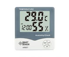 Vosarea Digital Hygrometer Thermometer Meter Funkwetterstation Monitor Digitaluhr mit Großbildschirm für Indoor Outdoor Tischplatte
