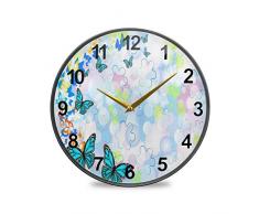 Mnsruu Badezimmer-Wanduhren Schmetterlinge dekorative Wanduhr tickt nicht lautlos Küchenuhr, mehrfarbig, 9.5inch
