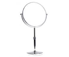 HIMRY Standspiegel Höhenverstellbar 5X Vergrößerung, 8 inch, Kosmetikspiegel 360° drehbar. Verchromten Schminkspiegel Rasierspiegel Badzimmerspiegel, Normal+ 5fach Vergrößerung, KXD3114-5x