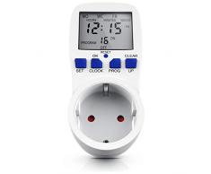 Digitale Zeitschaltuhr mit LCD Display - 15 Schaltprogramme - Timer mit Random Countdown Zufalls-Funktion - 3680 W - für den Innenbereich - Weiß