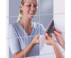 moinkerin 16 Stücke Spiegelfliesen Selbstklebend Spiegelaufkleber Spiegelfliesen für Zuhause, Wohnzimmerwand, Schlafzimmerwand, TV-Hintergrund, Sofawand