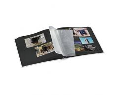 Hama Fotoalbum La Fleur, Jumbo Album mit 100 schwarzen Seiten, für 400 Fotos im Format 10x15, Blätter-Muster, 30x30, XXL Fotobuch weiß