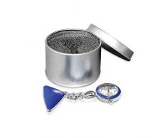 1x Ratiomed Schwesternuhr, Pulsmesser, Uhr, Ansteckuhr, Kette+Clip, Metalldose