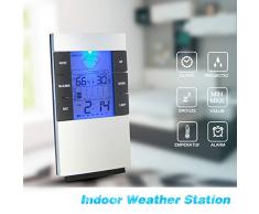SanyaoDU LCD-Digital-Temperatur-Feuchtigkeits-Messinstrument Wettervorhersage Innenwetterstation mit Datum Kalender-Taktgeber-Funktion