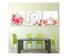 HJW Praktische Wandpendeluhr Wanduhr, Wohnzimmer Küche Schlafzimmer Dekoration Massivholz-Micro-Rahmen-Quarz-Uhren Glas Mutet Non-Tick Uhr-Taschen-Uhr-Wanduhr,7,31.5Inx31.5In