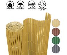 Hengda PVC Sichtschutzmatte Sichtschutz Garten Sichtschutzzaun Sichtschutzn Balkon Zaun, UV-beständig Sichtschutz für Garten Swimming Pools Balkon, Bambus(140 x 300 cm)