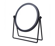 Lurrose Schminkspiegel Einseitig Runder Tischspiegel Metallrahmen Drehbarer Kosmetikspiegel für Tisch (Schwarz)