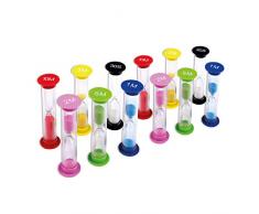 Schramm® 12 Stück Sanduhrenset mit 6 verschiedenen Zeiten Sanduhr Sandclock Sand Uhren Eieruhr Kurzzeituhr Uhr 12er Pack