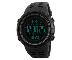 Herren Digital Sport Uhren - Outdoor wasserdichte Armbanduhr mit Wecker Chronograph und Countdown Uhr, LED Licht Gummi Schwarz große Anzeige Digitaluhren für Herren